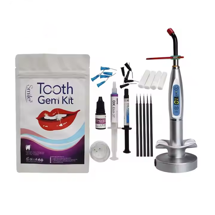 Tooth Gem Kit - Professionelles DIY-Zahnschmuck-Set mit 37% Säure-Ätzgel, lichthärtendem
