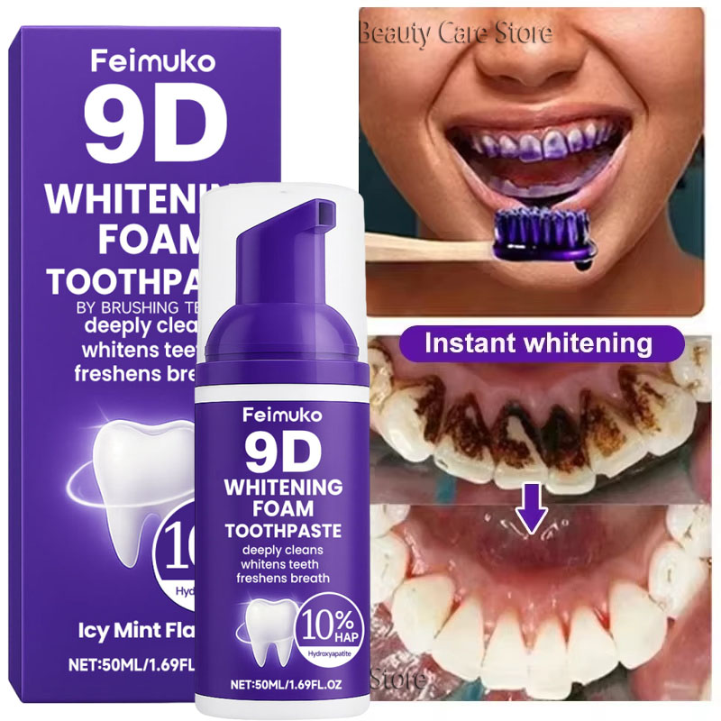 Teeth Whitening That Works - 9D Lila Zahnaufhellungs-Zahnpasta Mousse Intensiver Fleckenentferner