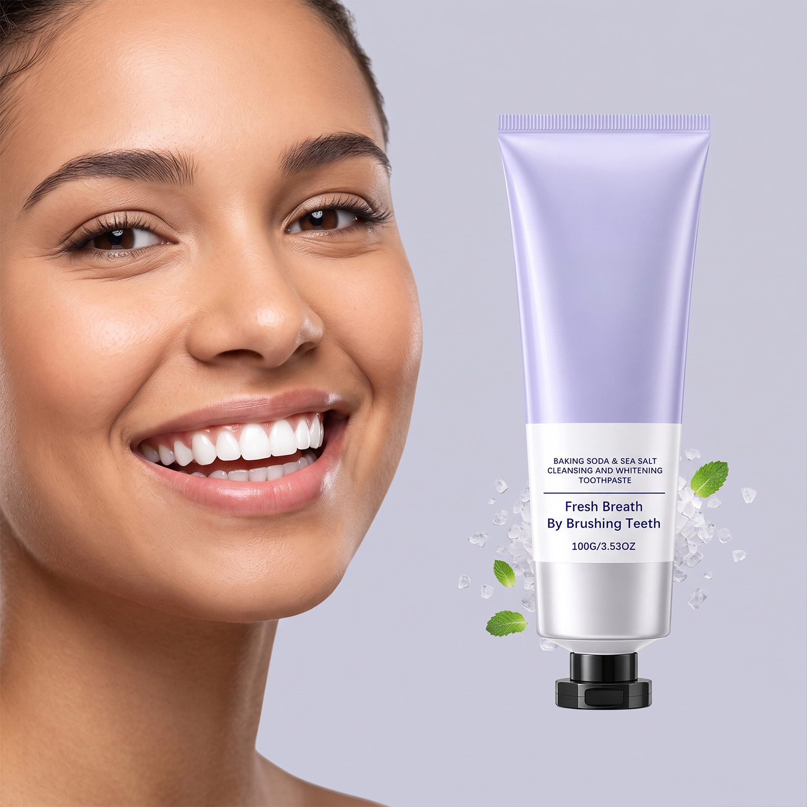 Teeth Whitening With Baking Soda - Backpulver-Meersalz-Zahnpasta zur Zahnaufhellung, Tiefenreiniger für Zahnverfärbungen,
