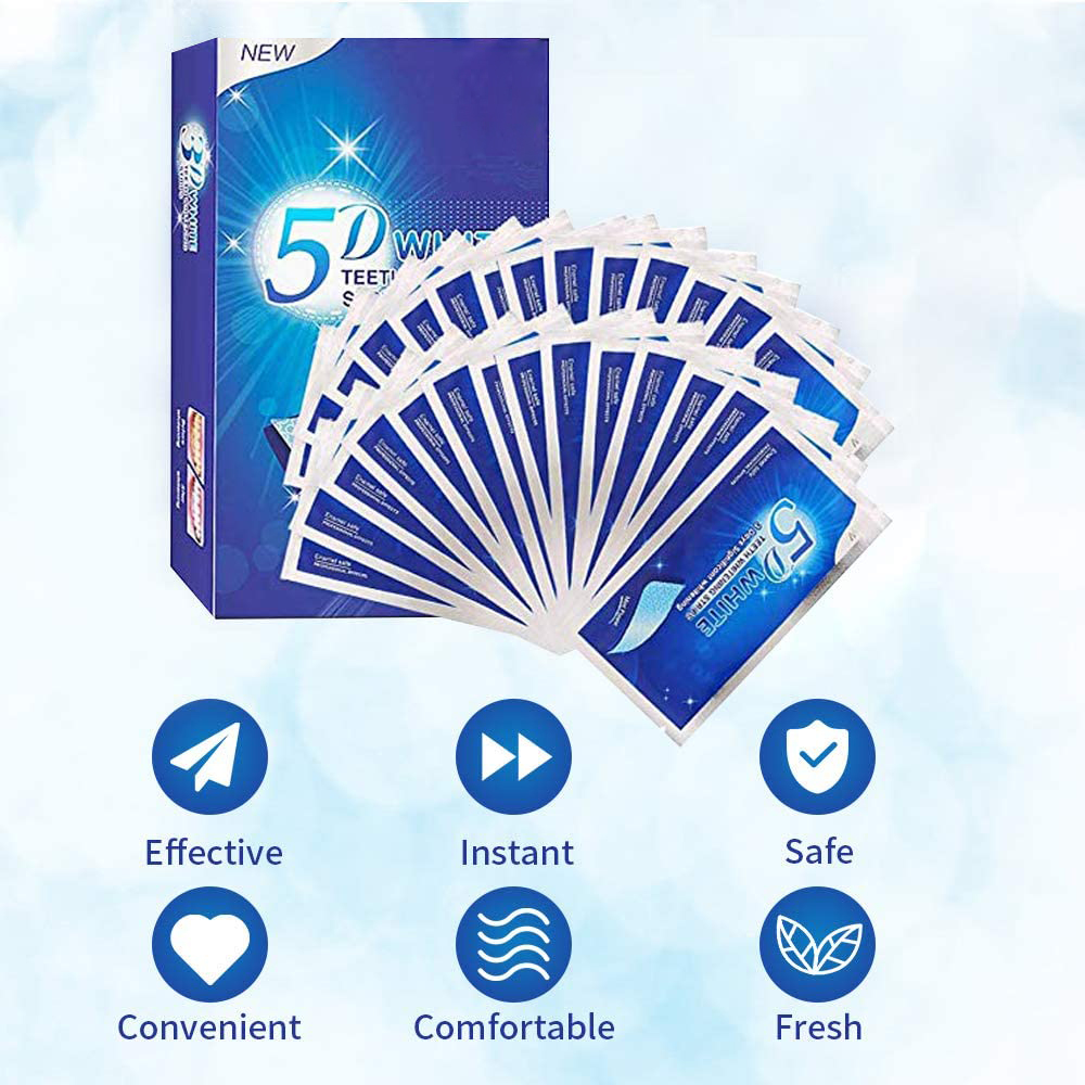 5D Weiße Zahnweißstreifen, Auf – Teeth Whitening Strips Bewertung und Preis