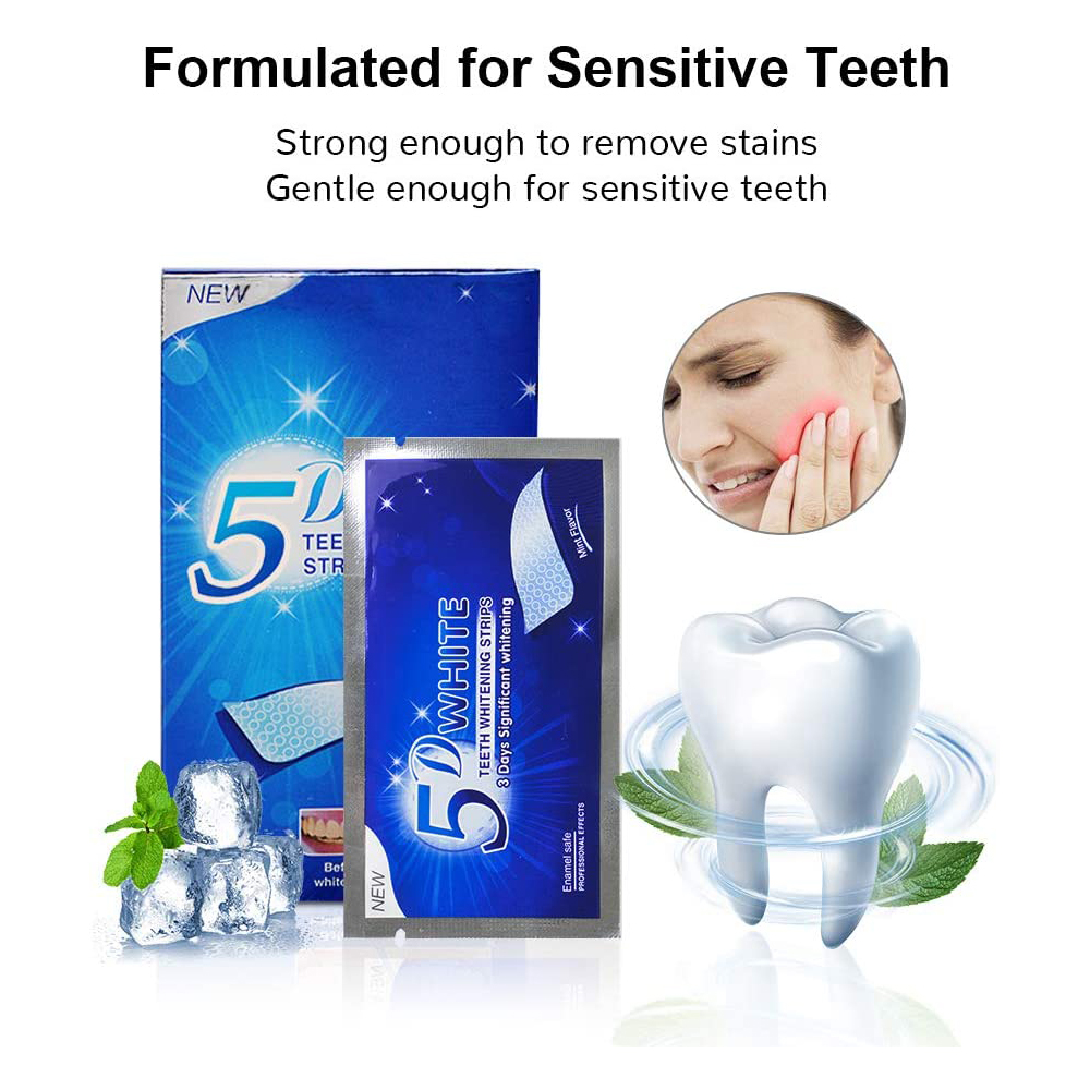 5D Weiße Zahnweißstreifen, Auf – Teeth Whitening Strips Bewertung und Preis